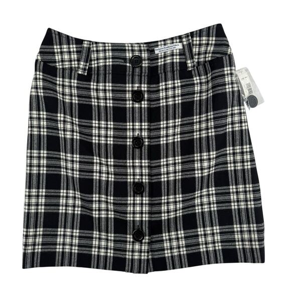 Pendleton Wool Plaid Mini Skirt Button Front Black White Pattern NWT Size 10 - Picture 2 of 10